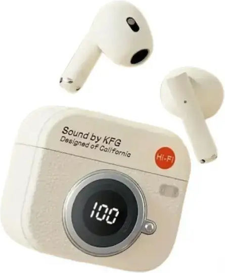 Q86 Earbud Bluetooth Handsfree Headphones with Charging Case Beige