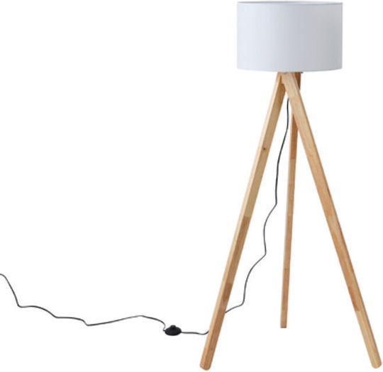 Eurolamp Madera Подова Лампа В145xД45см. с Цокъл за Крушка E27 Бял