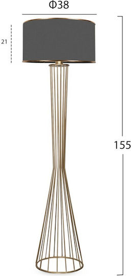 HomeMarkt Floor Lamp H155xW38cm. with Socket for Bulb E27 Gold
