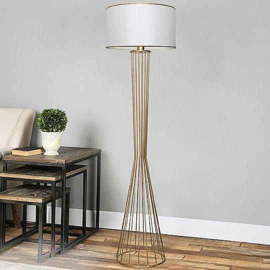 Megapap Clarke Floor Lamp H155xW38cm. with Socket for Bulb E27 White