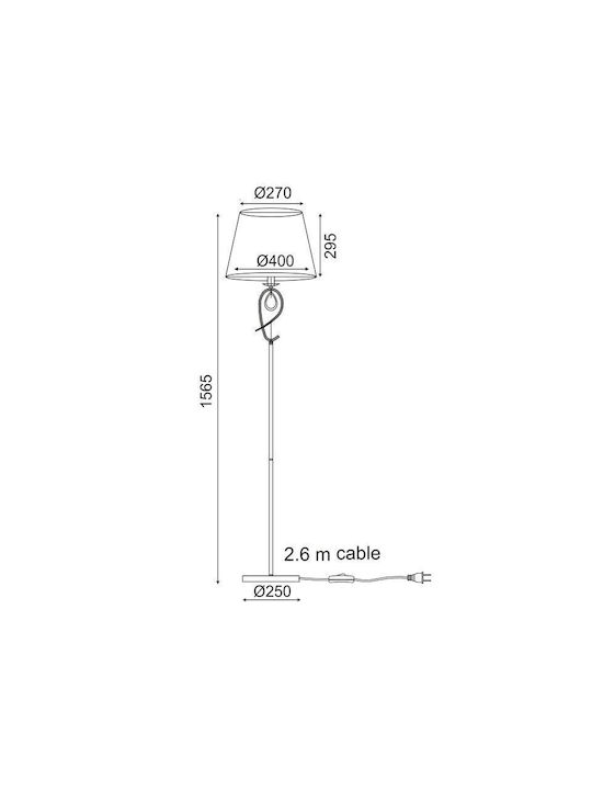 Aca Lampadare De Podea Textile H157xL40cm Cu Bază De Bec E27 Bronz Auriu Și Negru