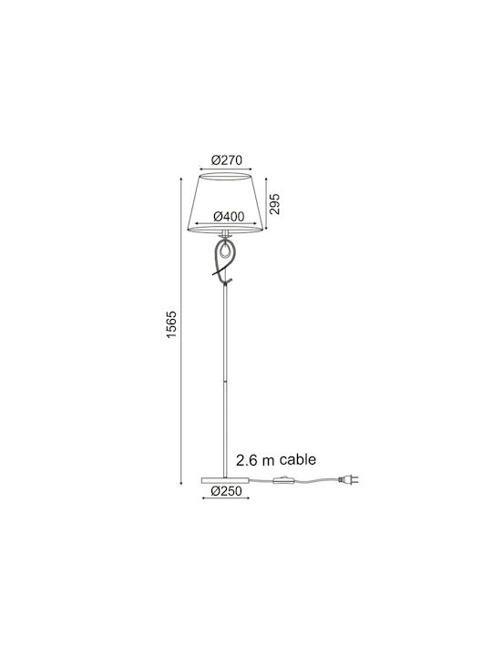 Aca Lampadare De Podea Textile H157xL40cm Cu Bază De Bec E27 Bronz Auriu Și Negru