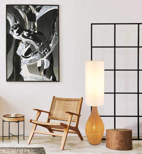 Globo Lighting Floor Lamp H125cm with Lamp Bulb Base for E27 Brown