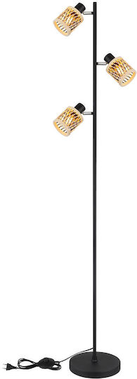 Globo Lighting Floor Lamp H154cm with Lamp Bulb Base for E14 Black