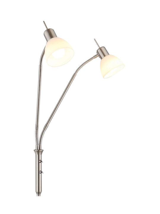 Globo Lighting Floor Lamp H152xW55cm with E14 Lamp Bulb Base Silver