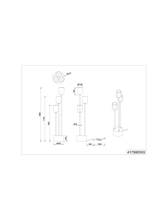 Trio Lighting Floor Lamp with Socket for Bulb E14 Silver