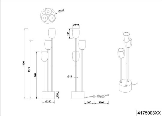 Trio Lighting Floor Lamp with Socket for Bulb E14 Silver