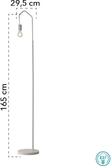 Fan Europe Habitat Vintage Floor Lamp Height 165xLength 27cm with E27 Lamp Bulb Base White