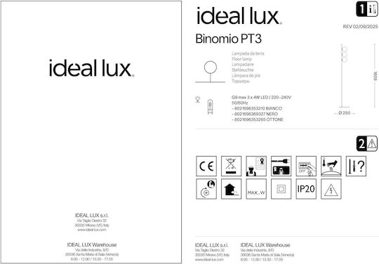 Ideal Lux Binomio Lampă de Podea Î160cm. Negru Ideal Lux Binomio Lampă de Podea Î160cm. Negru