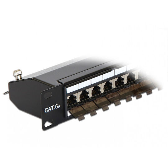Delock 19" Екраниран Пач Панел 24 Порта Cat.6a Защита От Прах Черен Delock 43320