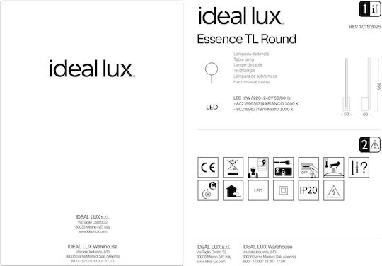 Ideal Lux Lampadăr De Podea Negru Ideal Lux Lampadăr De Podea Negru