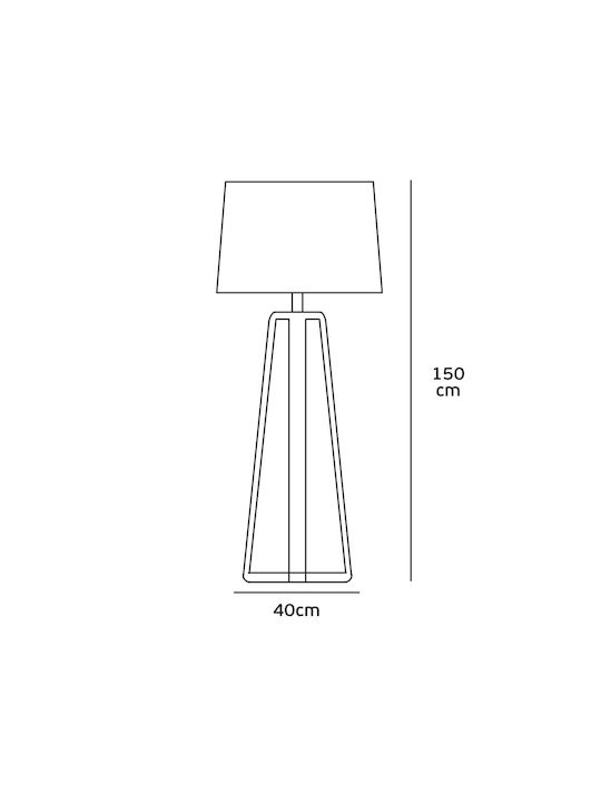 VK Lighting Vintage Floor Lamp H150xW40cm. with Socket for Bulb E27 White