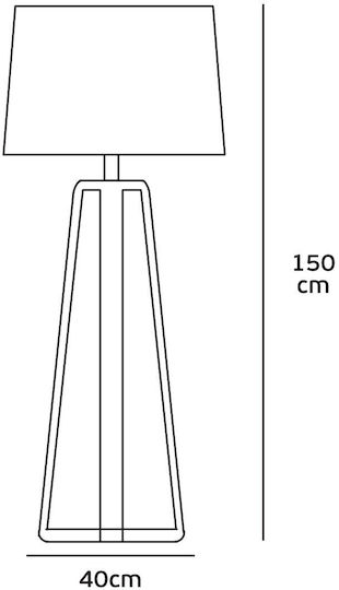 VK Lighting Vintage Floor Lamp H150xW40cm. with Socket for Bulb E27 White