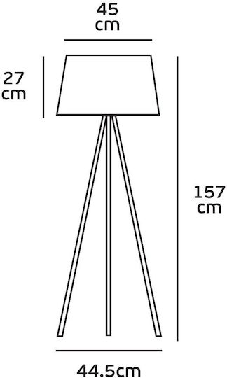 VK Lighting Floor Lamp H157xW45cm. with Socket for Bulb E27 Gray