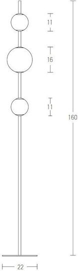 Zambelis Lights LED Floor Lamp H160xW22cm. with Warm White Light 960lm Black