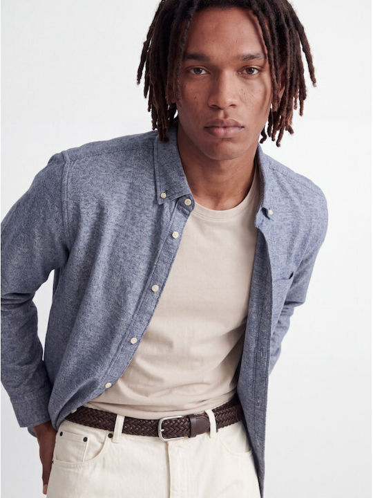 Jprbluharvey Long Sleeve Cotton Shirt in Regular Fit Dark Navy