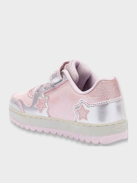 Mille Stelle Kids Sneakers with Hoop & Loop Closure & with Lights Pink
