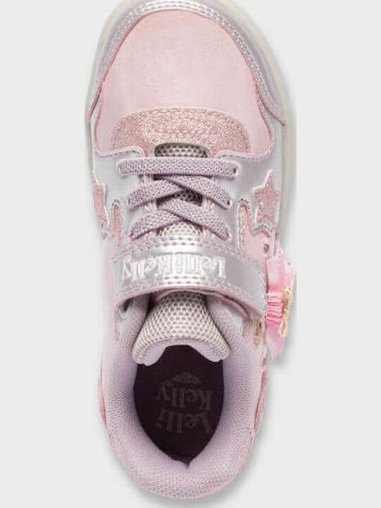 Mille Stelle Kids Sneakers with Hoop & Loop Closure & with Lights Pink