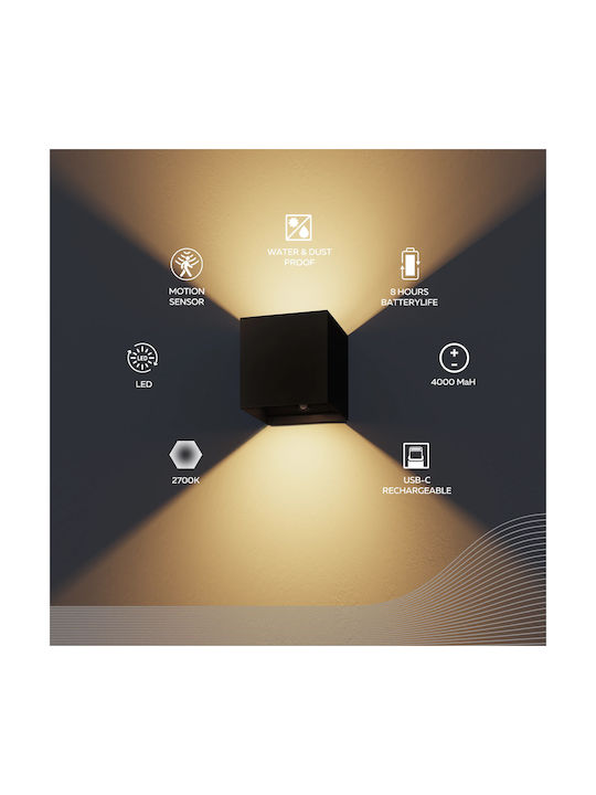 Lumină de Perete cu LED Integrat și Lumină Alb Cald Negru