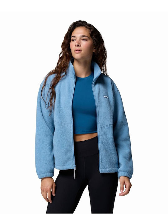 Fleece Damen Strickjacke mit Reissverschluss Blau