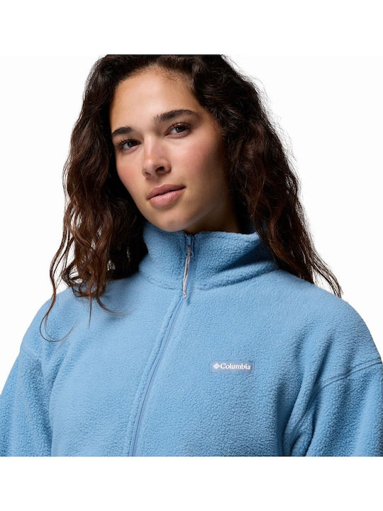 Fleece Damen Strickjacke mit Reissverschluss Blau
