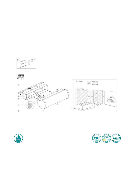 Faro Barcelona Danubio Modern Leuchte Badezimmer mit Integrierter LED und Warmweißes Licht Bronze 57.5x9cm