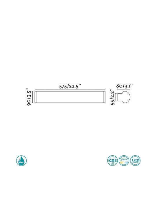 Faro Barcelona Danubio Modern Leuchte Badezimmer mit Integrierter LED und Warmweißes Licht Bronze 57.5x9cm