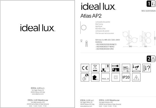 Ideal Lux Lamp Wall Black