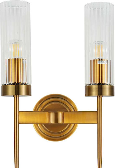 Artekko Wall Lamp with E14 Socket Gold 25x25x40cm