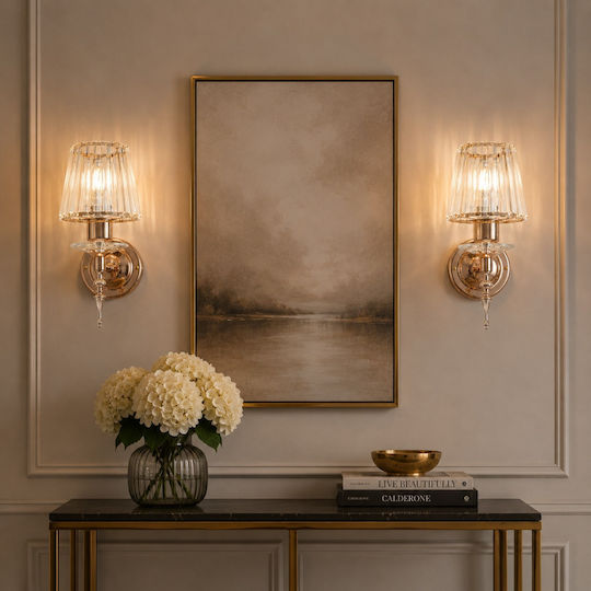 Artekko Wall Lamp with E14 Rose Gold 20x20x27cm