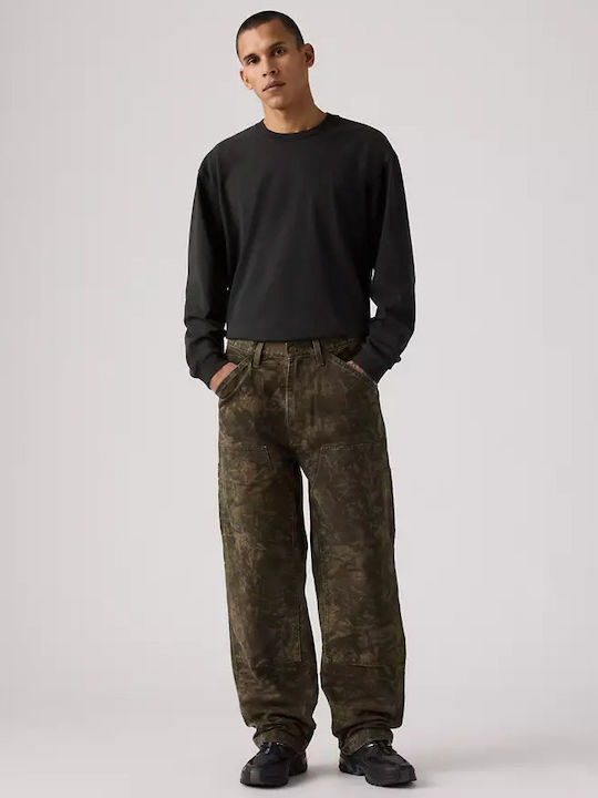 568 Herren Jeanshosen Cargo Lose Gerade Passform Grün