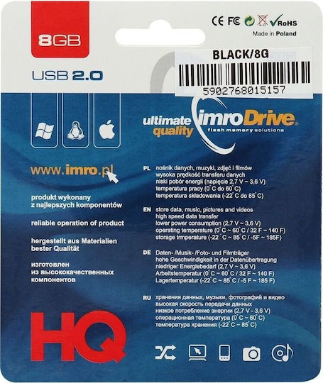 IMRO Drive High Speed Memory 8GB USB 2.0 Stick Μαύρο