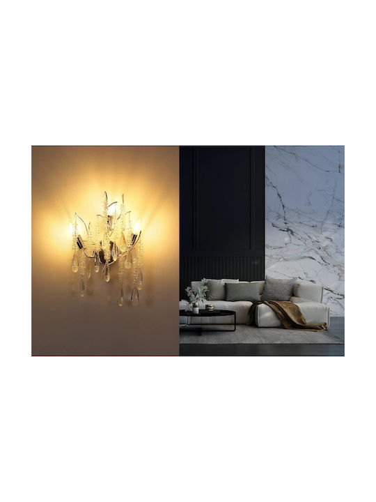 Globo Lighting Φωτιστικό Τοίχου με Ντουί E14 Ασημί 35x47εκ.