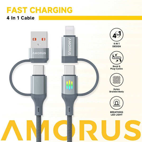 Amorus USB към Type-C Кабел Сив 1м 1.54