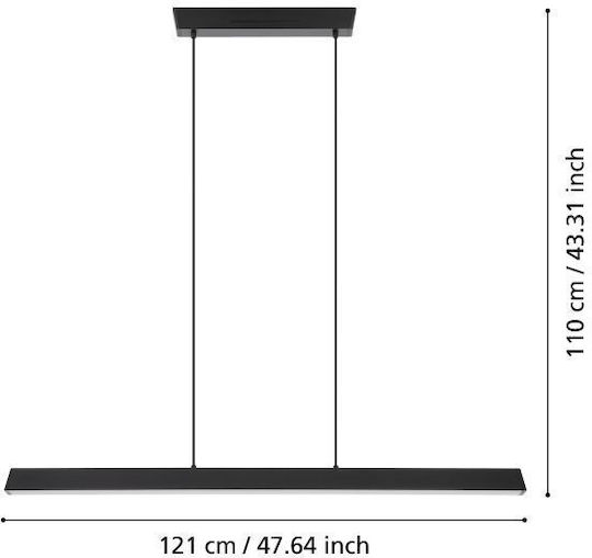 Eglo Simolaris Z Pendant Light Black Rail 122x5.5x110cm