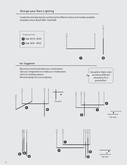 Zambelis Lights Висящо Осветително Тяло Черен Rail 140см.