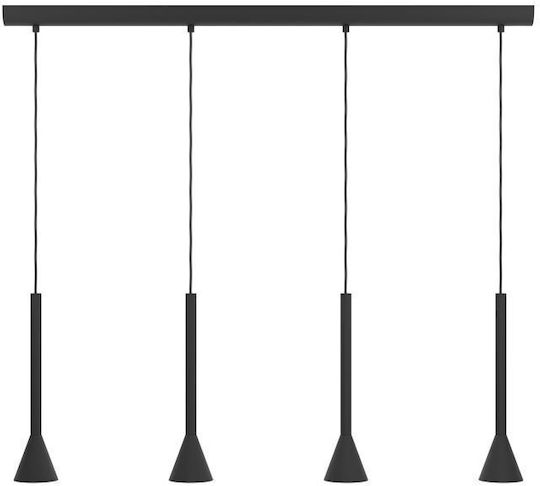 Eglo Cortaderas Lustră Negru Calea ferată pentru 4 Becuri GU10 113x8.5x150cm.