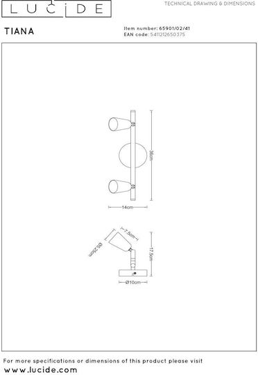 Lucide Lightning Tiana Ceiling & Wall Spot with GU10 Socket Lucide Lightning Tiana Ceiling & Wall Spot with GU10 Socket