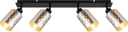 Globo Lighting Spot with 4 Lights and E27 Lamp Adapter in Black Colour
