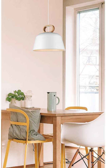 Viokef Clip Pendant Light White Bell with Socket E27 33cm