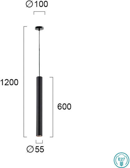 Viokef Lesante Hängelampe Schwarz mit Fassung GU10 10cm.
