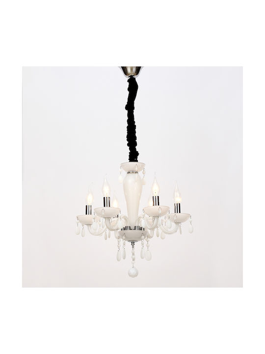 Aca Tulia Kronleuchter 6xE14 Ø45cm mit Kerzen Weiß BLK82046PWC