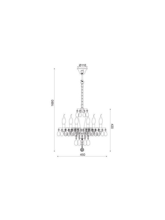 Aca Tulia Kronleuchter 6xE14 Ø45cm mit Kerzen Weiß BLK82046PWC