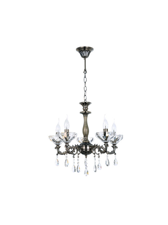 Aca Elegant Chandelier Candlestick 5xE14 Silver 54cm TNK854535P