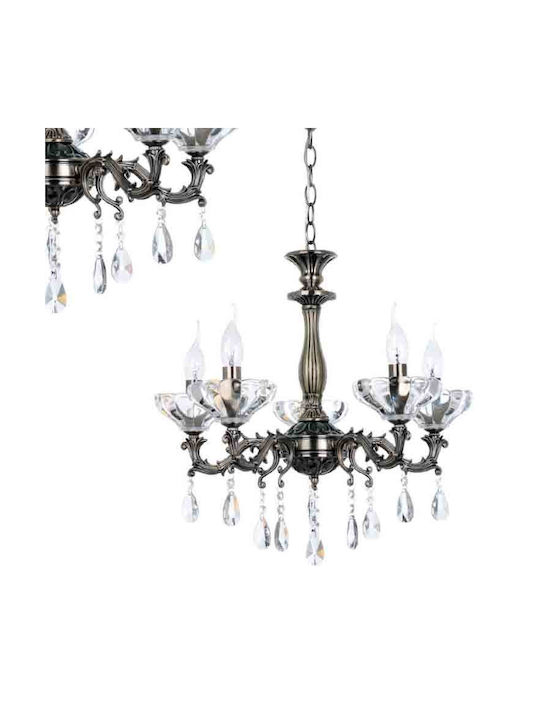 Aca Elegant Chandelier Candlestick 5xE14 Silver 54cm TNK854535P