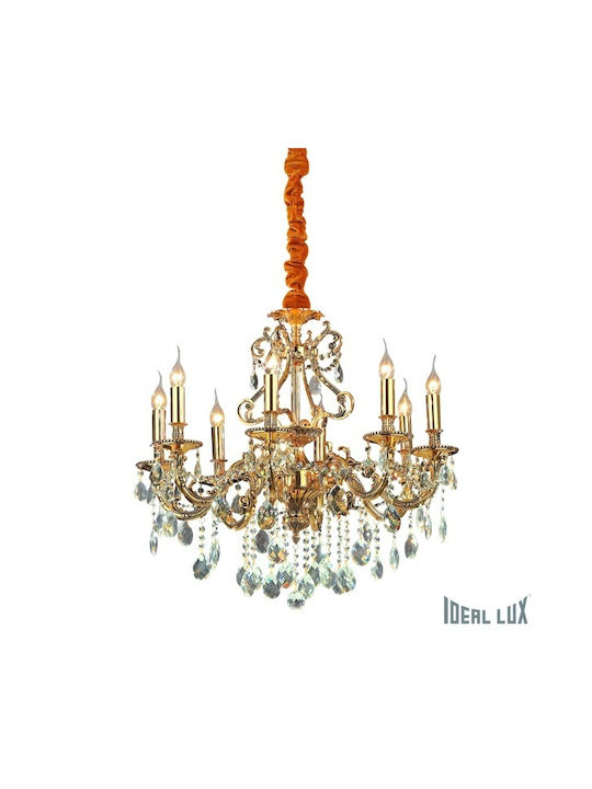 Ideal Lux Gioconda Kronleuchter 8xE14 Ø73cm mit Kerzen Gold 060514