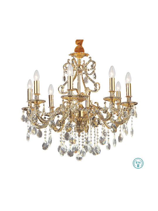 Ideal Lux Gioconda Kronleuchter 8xE14 Ø73cm mit Kerzen Gold 060514
