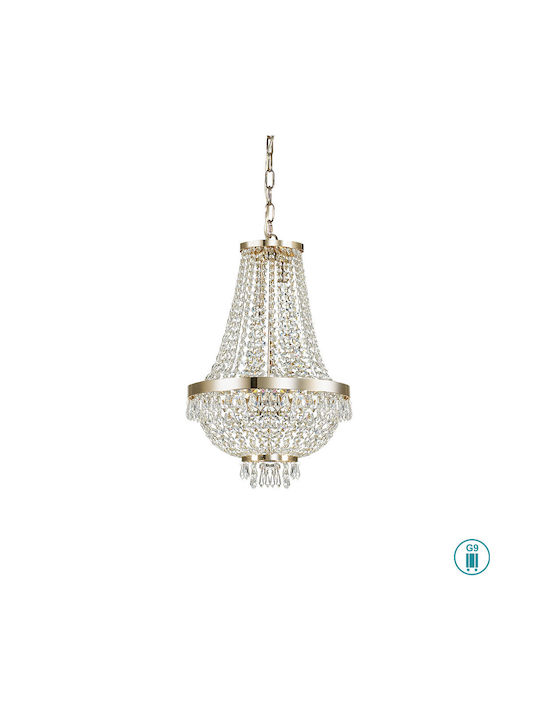 Ideal Lux Kronleuchter 6xG9 Ø38cm mit Kristallen Gold 114729