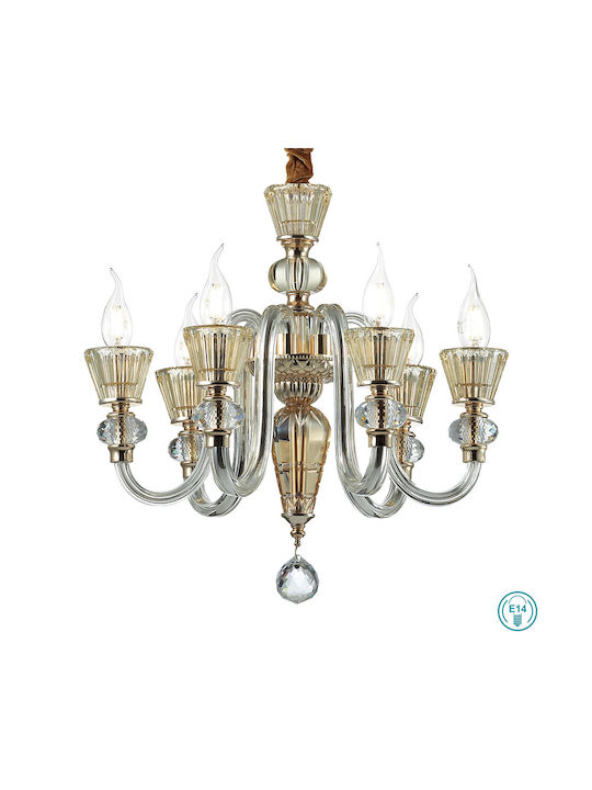 Ideal Lux Strauss Полилей 6xE14 Ø50.5см с Свещи Прозрачен 140605