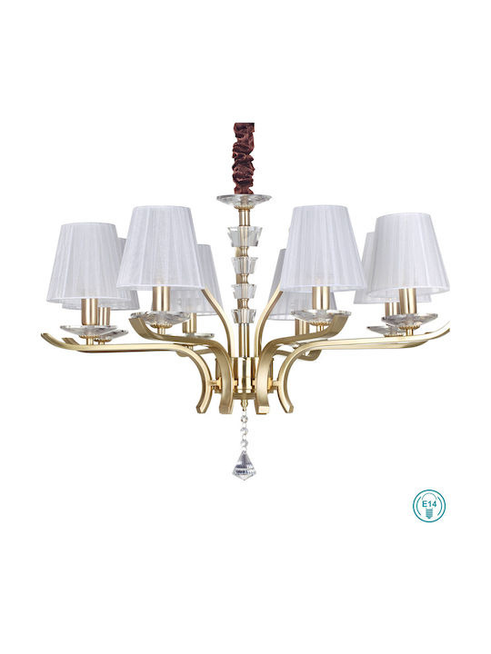 Ideal Lux Pegaso Sp8 Πολυέλαιος 8xE14 με Καπέλα Χρυσός 197739